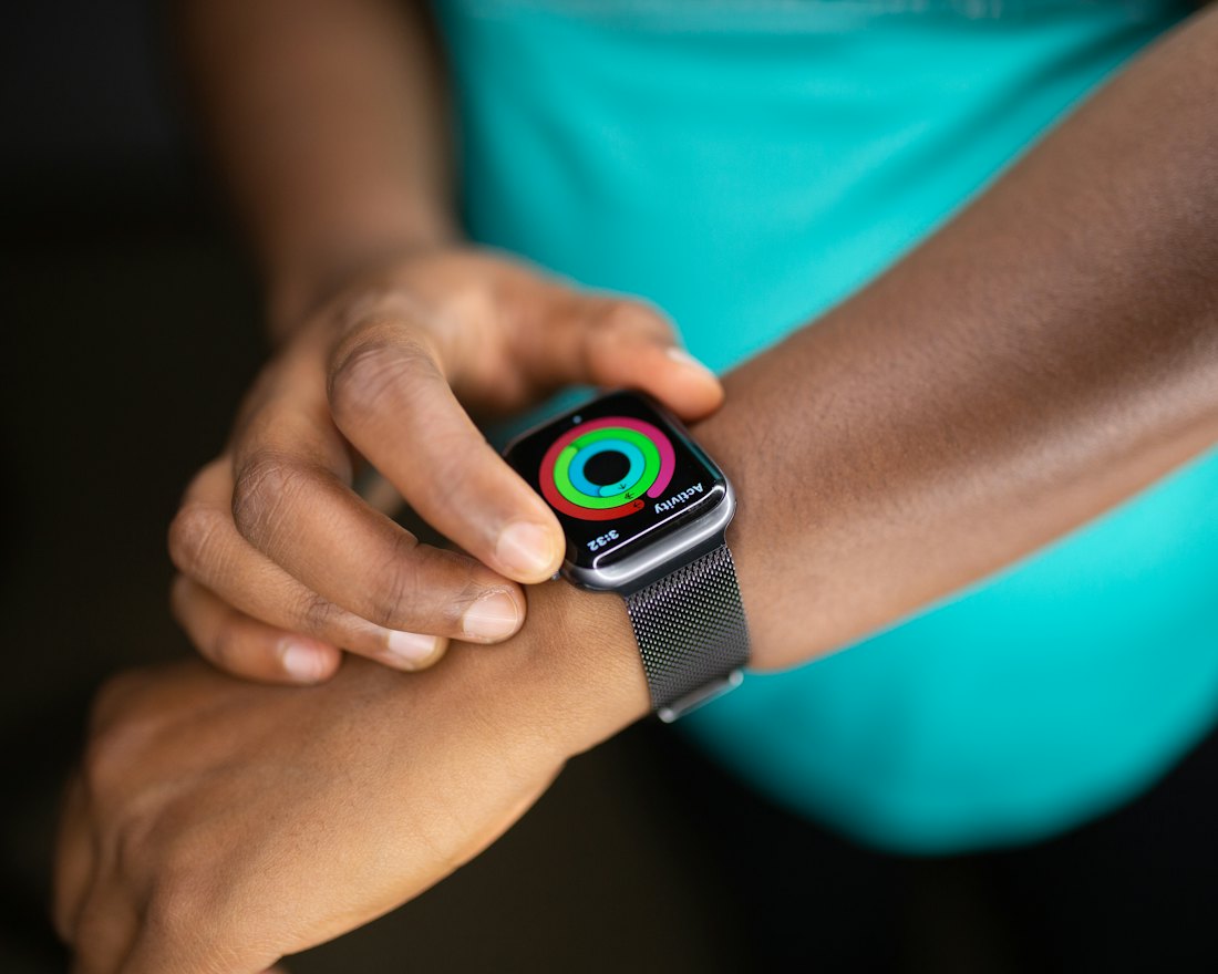 A person wearing an Apple Watch